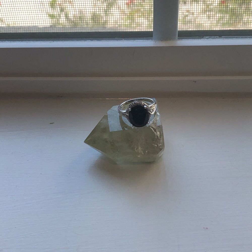 Black Onyx Gemstone Textured Ring Size 7 Solid 925 Sterling Silver Jewelry